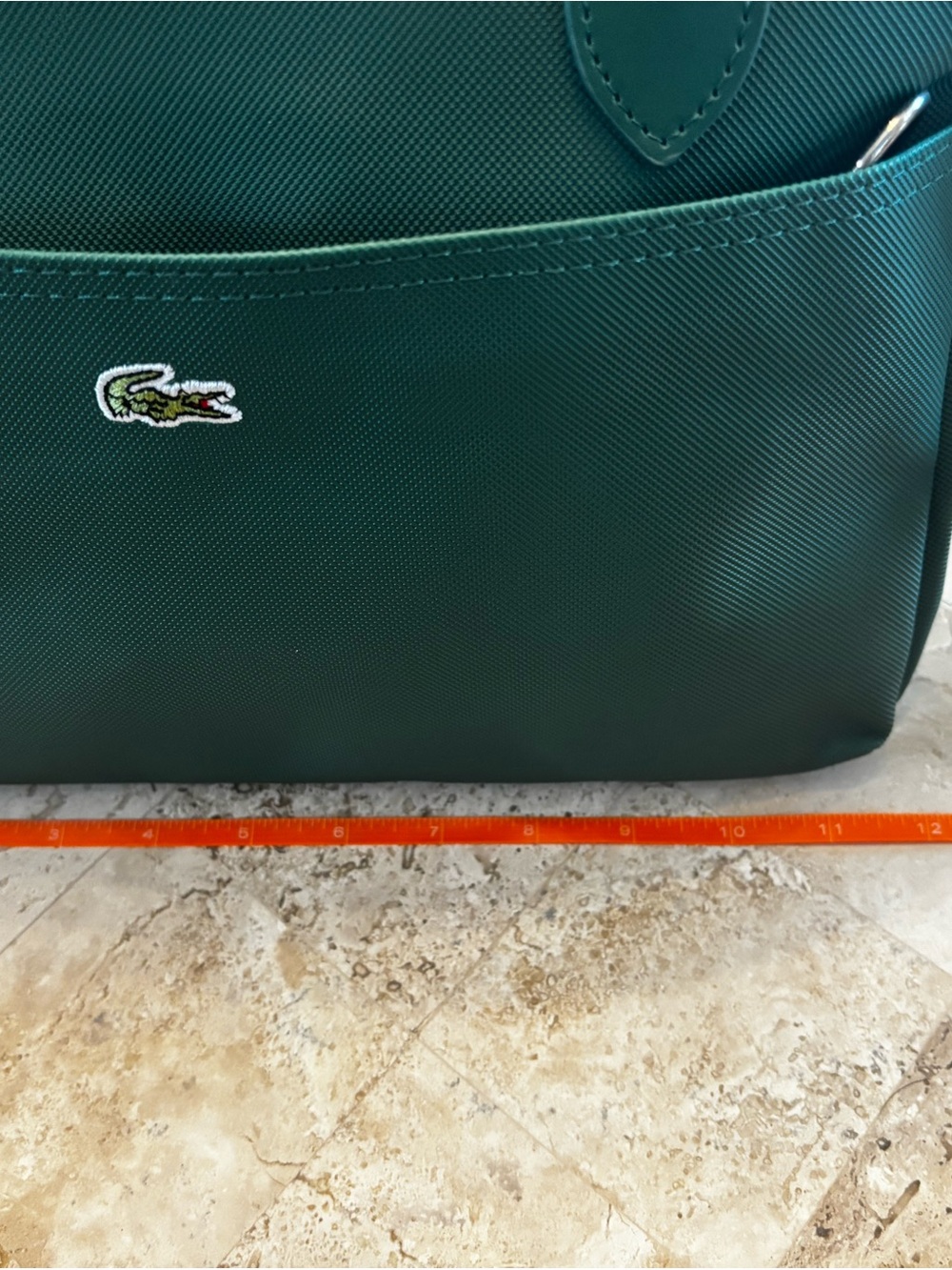 Lacoste Green Chantaco Tote Crossbody Bag Croc Logo Detachable Strap - Picture 12 of 14
